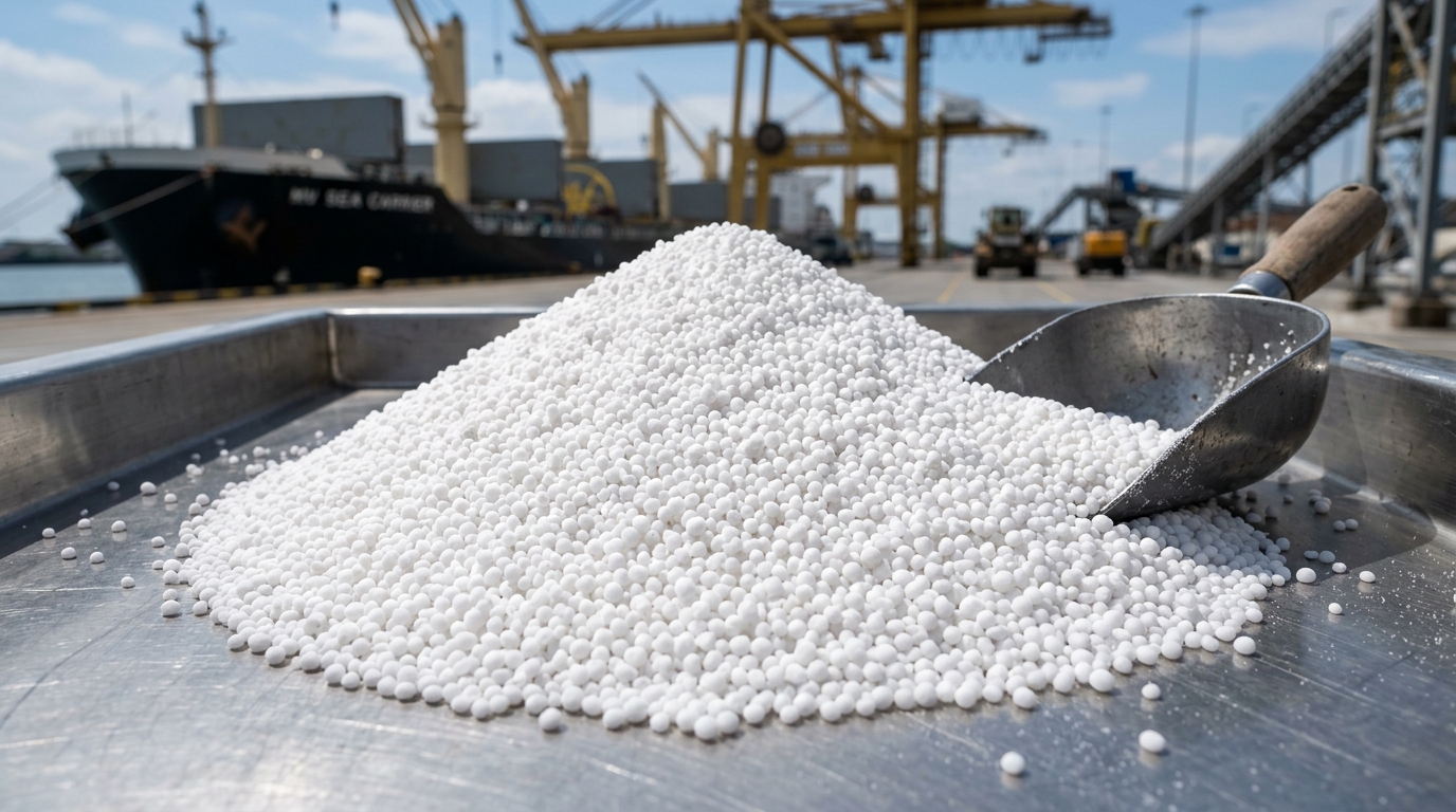 White Free-Flowing Granular & Prilled Urea 46% Nitrogen Fertilizer (2–4 mm Granules, HS 3102.10) at Bulk Port Terminal
